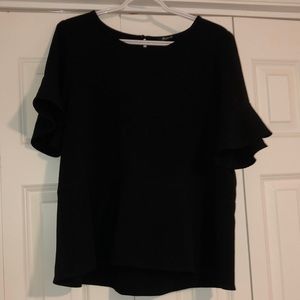 Madewell black flutter sleeve top